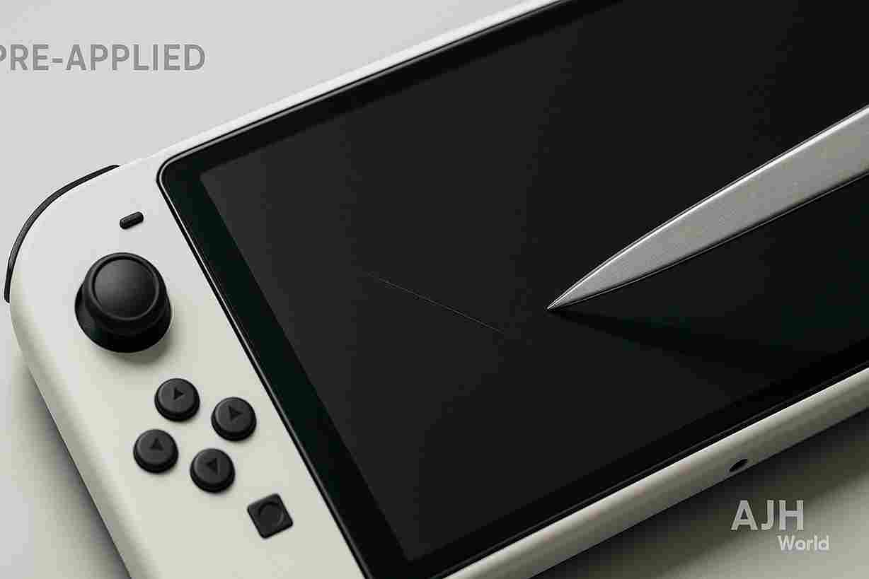 Detailed View Of The Pre Applied Nintendo Switch 2 Screen Film Layer On The New Console Display Ajh World