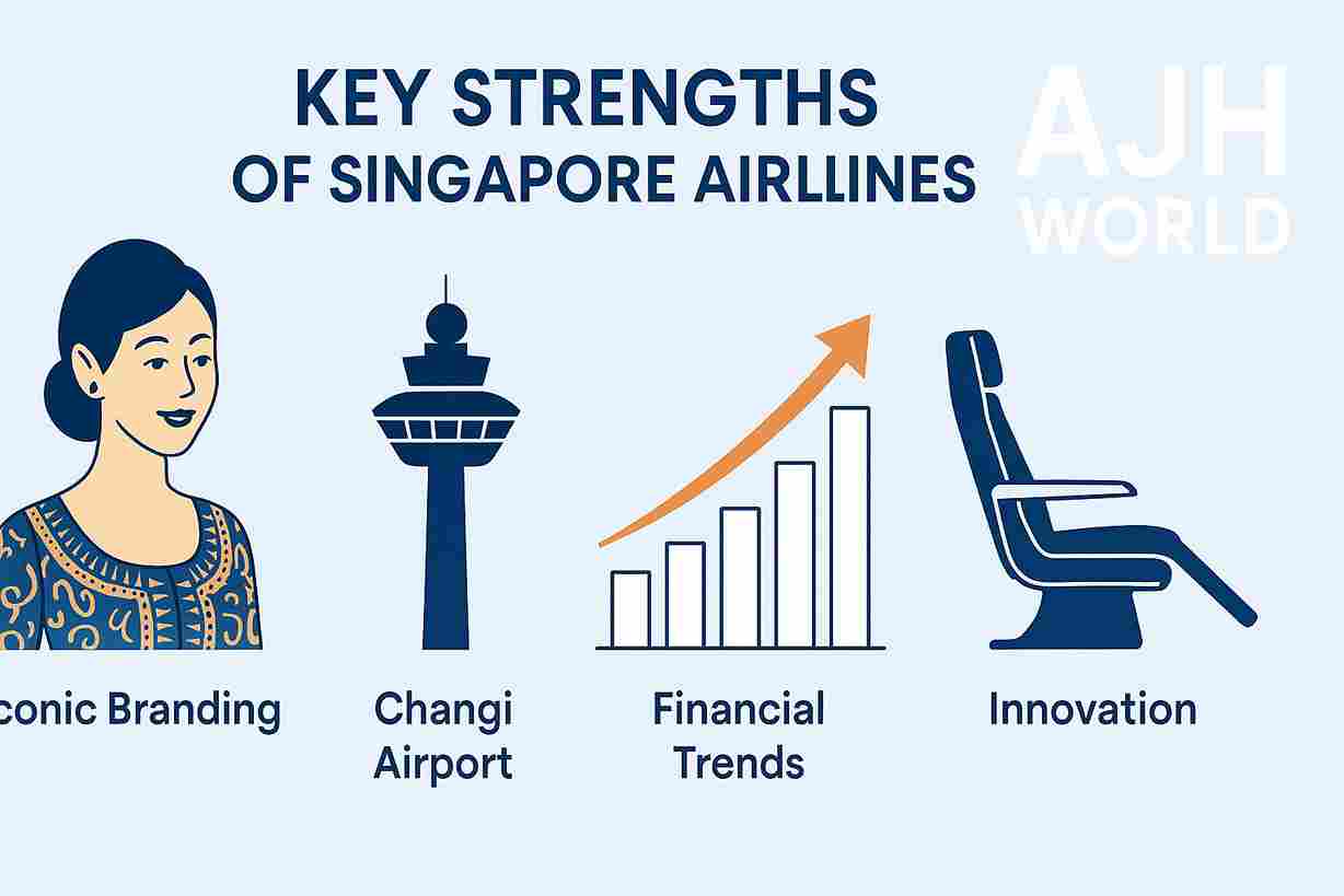 Infographic Detailing The Core Strengths Of Singapore Airlines Including Brand Hub And Financial Stability Ajh World