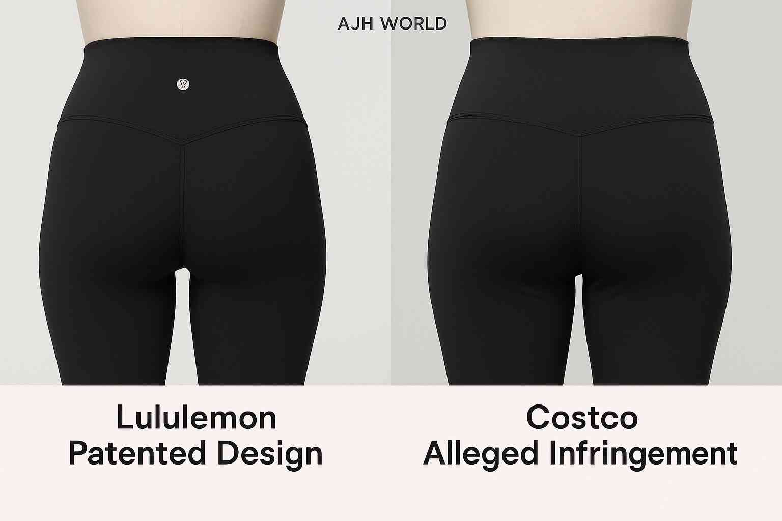 Lululemon Align leggings and Costco Kirkland Signature leggings, relevant to the lululemon costco lawsuit AJH World